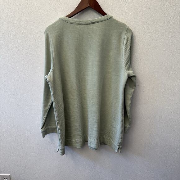 J. Jill Purejill Tunic Top Womens Size L Green Knit 100% Org Cotton Lagenlook - Picture 2 of 8